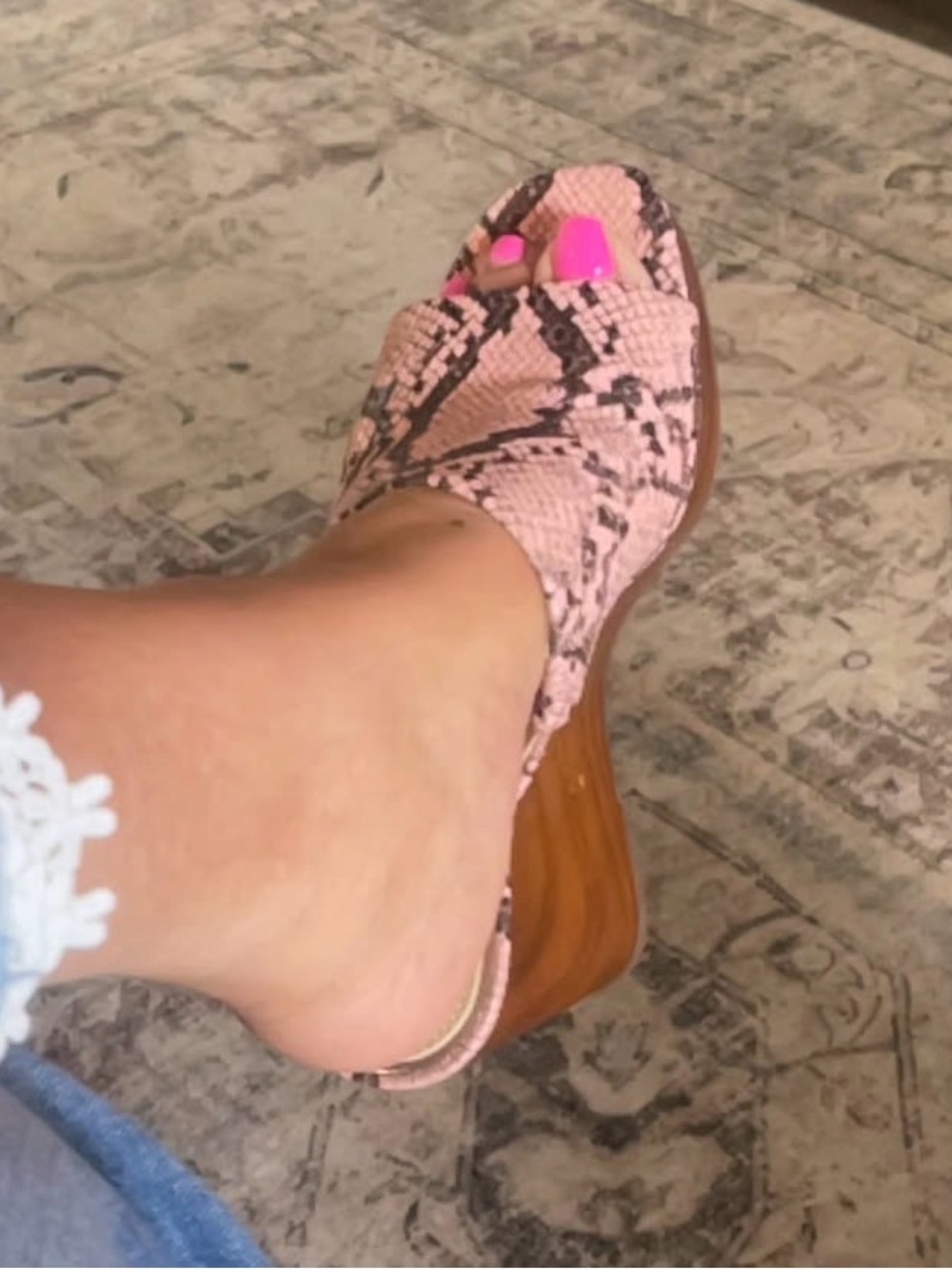 Jessica Simpson Pink Snake-Print Wedge Sandals